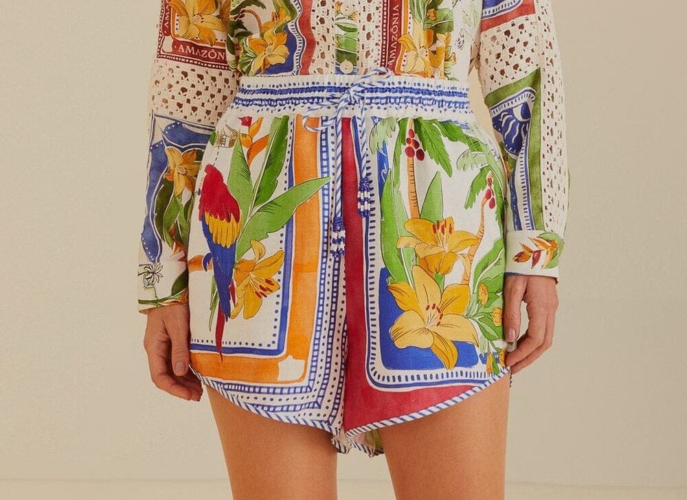 FARM Rio Tropical Destination Shorts Women's Size XL Multicolor Parrot Print